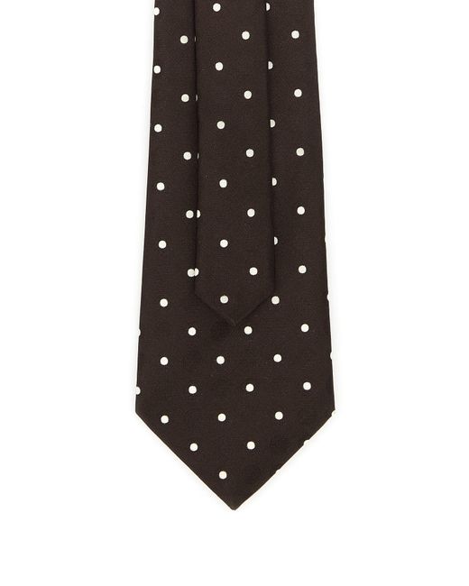Cravatta in raso ricamato di Saint Laurent in Black