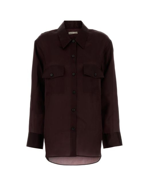 Khaite Purple Aubergine Silk Matteo Shirt