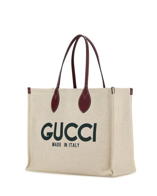 Borsa shopping in tela sabbia di Gucci in Natural
