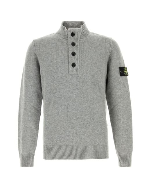 Stone Island Gray Grey Wool Blend Sweater for men