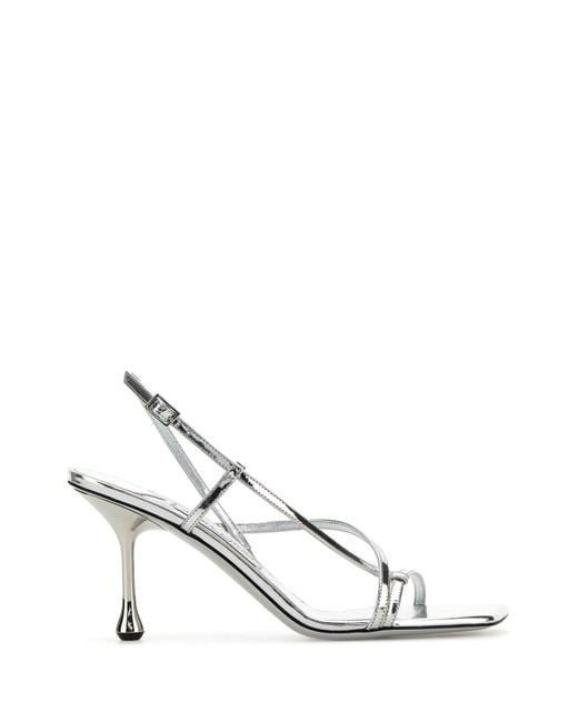 Sandali Etana 80 in pelle argento di Jimmy Choo in White