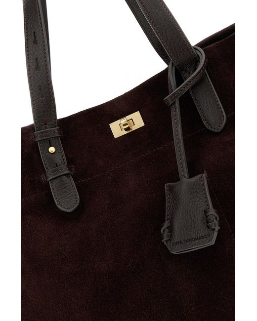 Anya Hindmarch Black Grape Suede Mortimer Shopping Bag
