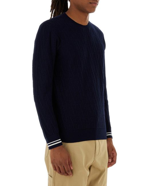 Valentino Garavani Dark Blue Cotton Sweater for men