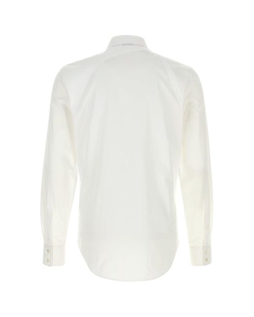 Camicia in popeline bianco di Alexander McQueen in White da Uomo
