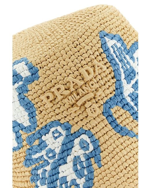 Cappello da pescatore in rafia di Prada in Natural