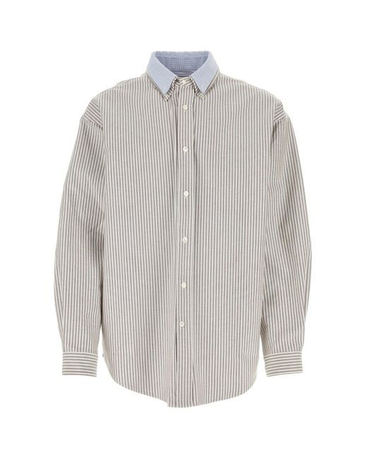 Hed Mayner Gray Embroidered Oxford Reversible Shirt for men