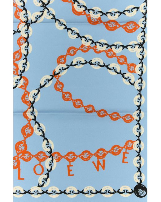 Foulard in seta stampata di Loewe in Blue