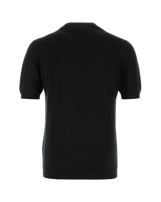 Fedeli Black Cotton Sweater for men