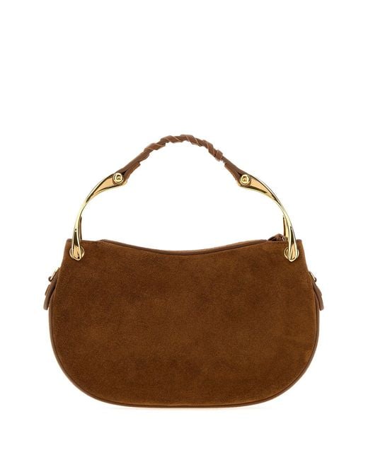 McQueen Brown Suede Mini Wishbone Handbag