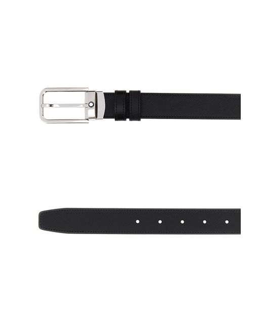 Montblanc Black Leather Reversible Belt for men