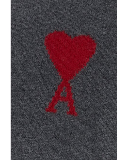 AMI Gray Crew Neck Pullover for men