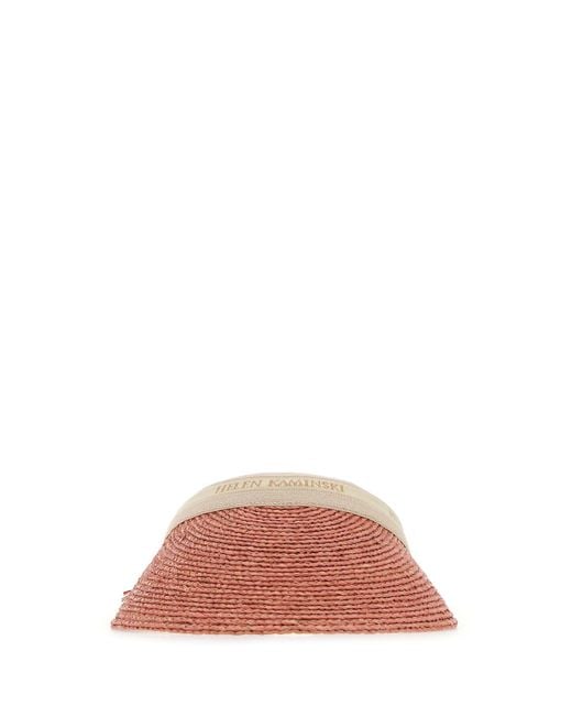 Helen Kaminski Antiqued Raffia Bianca Visor in Pink | Lyst