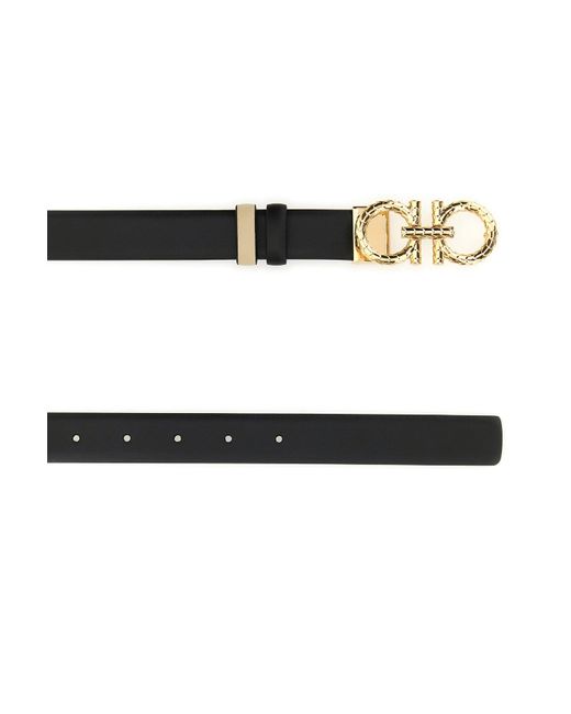Cintura reversibile in pelle nera di Ferragamo in White