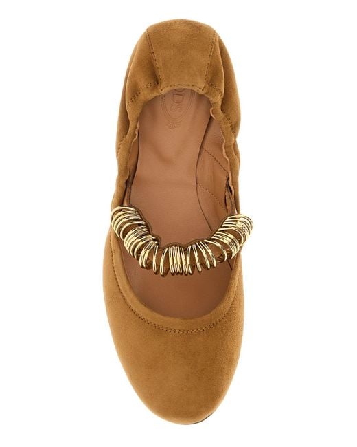 Tod's Multicolor Camel Suede Ballerinas