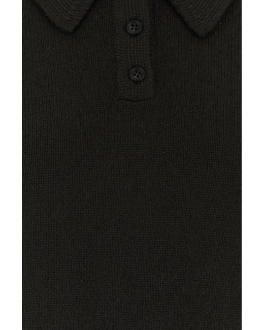 Lisa Yang Black Dark Brown Cashmere Etta Polo Shirt