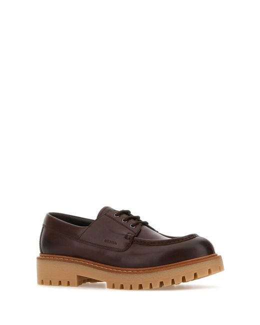 Scarpe stringate in pelle marrone di Prada in Brown da Uomo