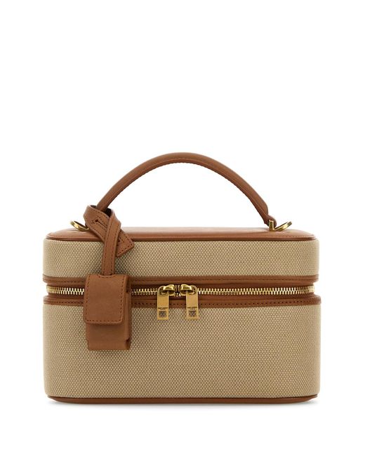 Borsa a mano Vanity in tela cappuccino di Saint Laurent in Brown