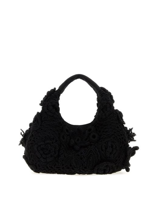 Ganni Black Crochet Handbag