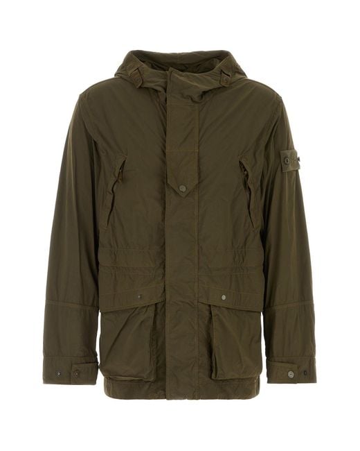 Stone Island Olive Green Nylon Parka for men