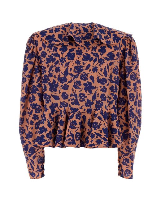 Chloé Red Printed Crepe Blouse