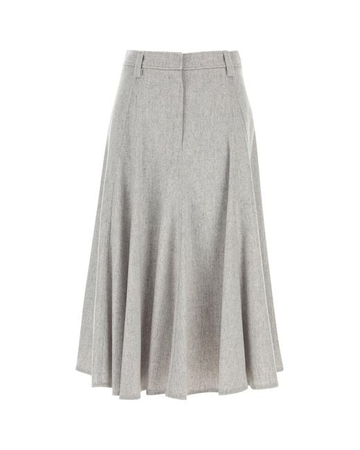 Brunello Cucinelli Gray Light Grey Wool Skirt