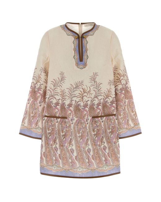 Zimmermann Natural Printed Linen Alchemy Dress