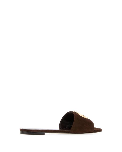 Tory Burch Brown Chocolate Suede Eleanor Slippers