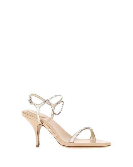 Chloé White Golden Leather Zia Sandals
