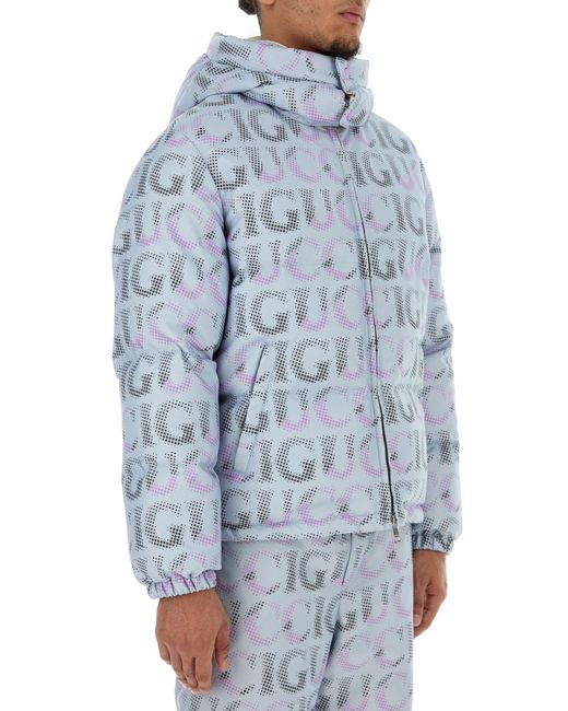 Piumino in poliestere stampato di Gucci in Blue da Uomo