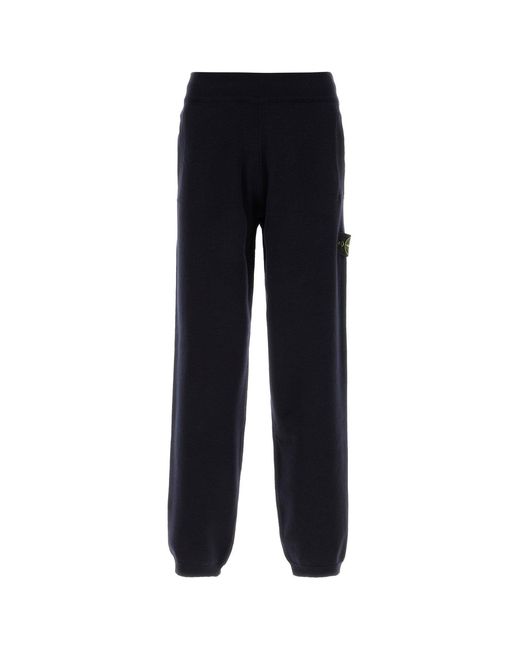Stone Island Midnight Blue Wool Blend joggers for men