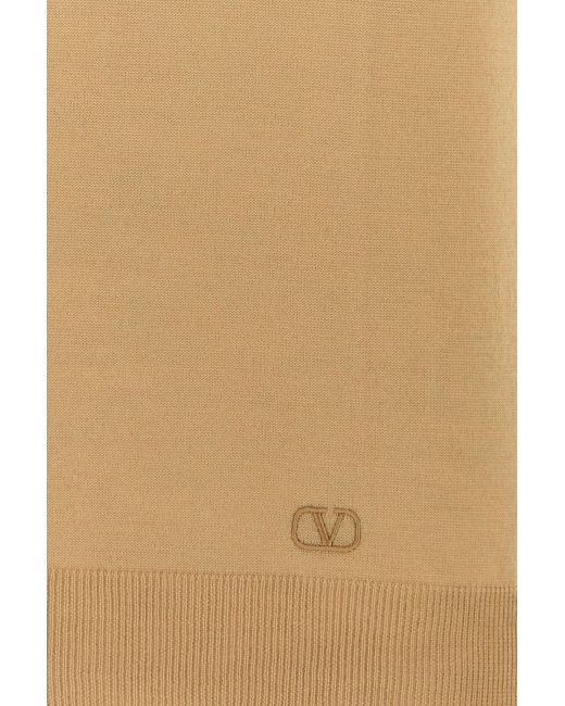 Valentino Garavani Natural Camel Wool Polo Shirt for men
