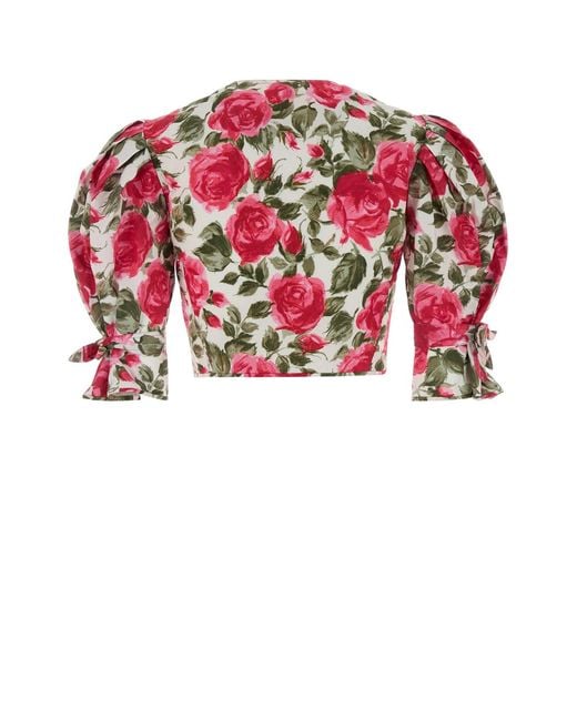 Chloé Red Printed Poplin Blouse