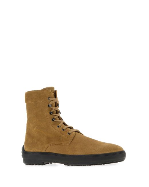 Tod's Brown Camel Suede Ankle Boots for men