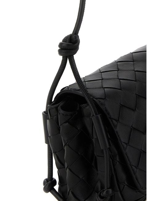 Borsa a tracolla Notturno in nappa nera di Bottega Veneta in Black