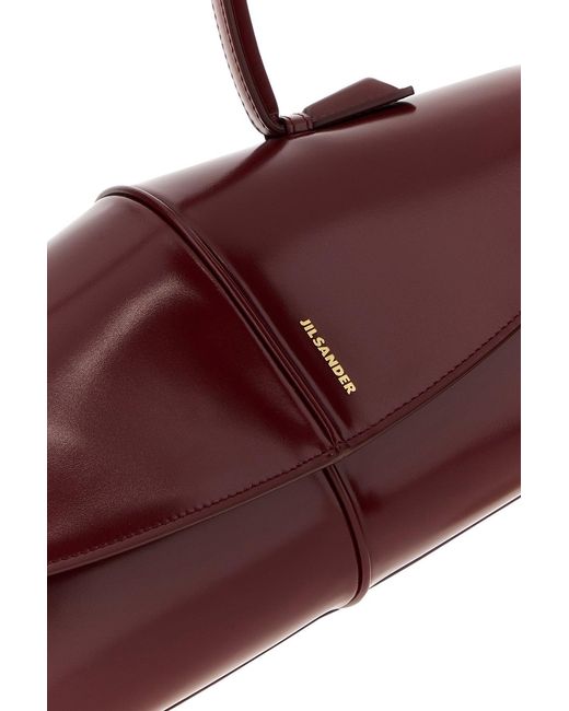 Jil Sander Purple Tiziano Red Leather Linea Shoulder Bag