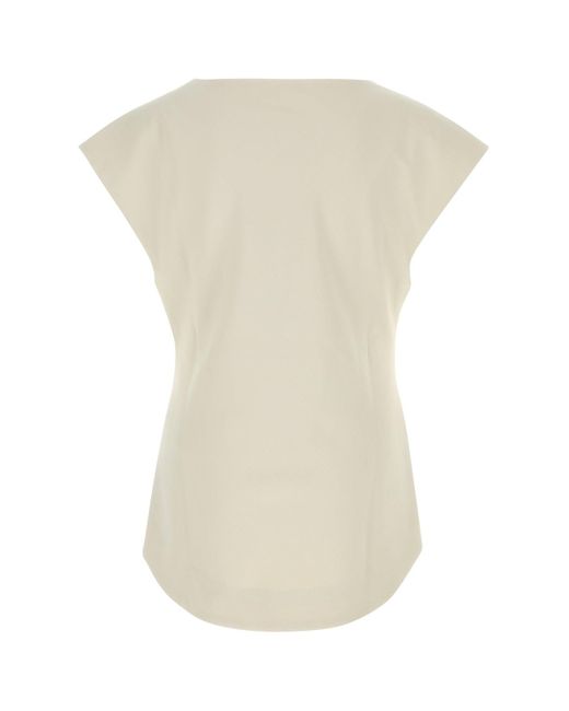 Entire studios White Sand Stretch Polyester Blend Deep Vee Tank Top