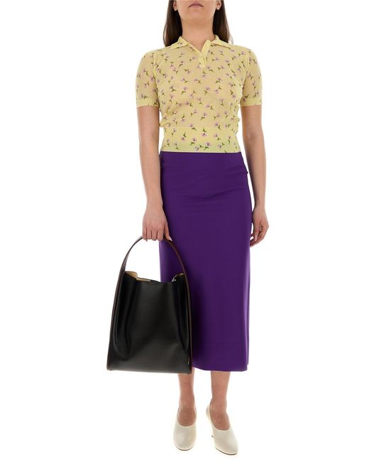 Jil Sander Yellow Printed Cotton Blend Polo Shirt