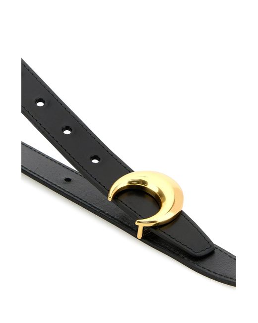 MARINE SERRE Black Vegetable Leather Buckle Belt