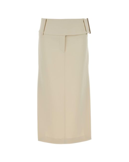 Sportmax White Ivory Stretch Viscose Fronda Skirt