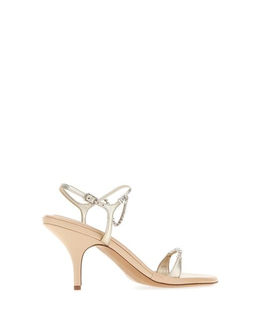 Chloé White Golden Leather Zia Sandals