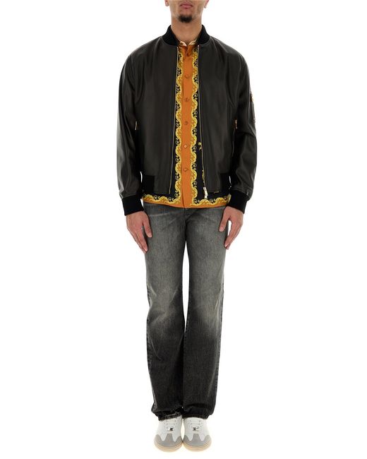 Versace Gray Black Denim Jeans for men