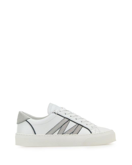 Moncler White Leather Monaco2 Sneakers
