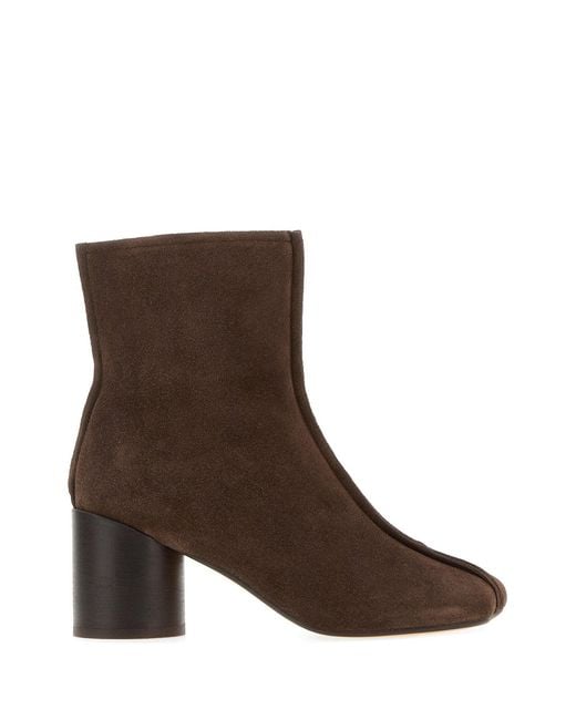 MM6 by Maison Margiela Brown Suede Anatomic Ankle Boots