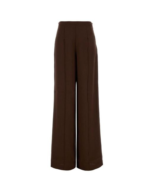 Taller Marmo Brown Chocolate Crepe Wide-leg Marlene Pant