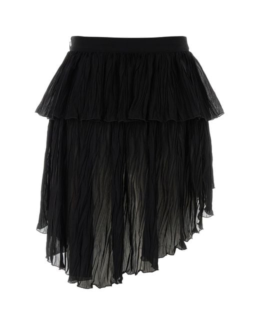 Blumarine Black Ruffle Pleated Mini Skirt