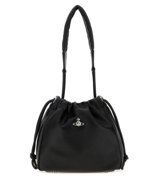 Vivienne Westwood Black Synthetic Leather Hilary Bucket Bag