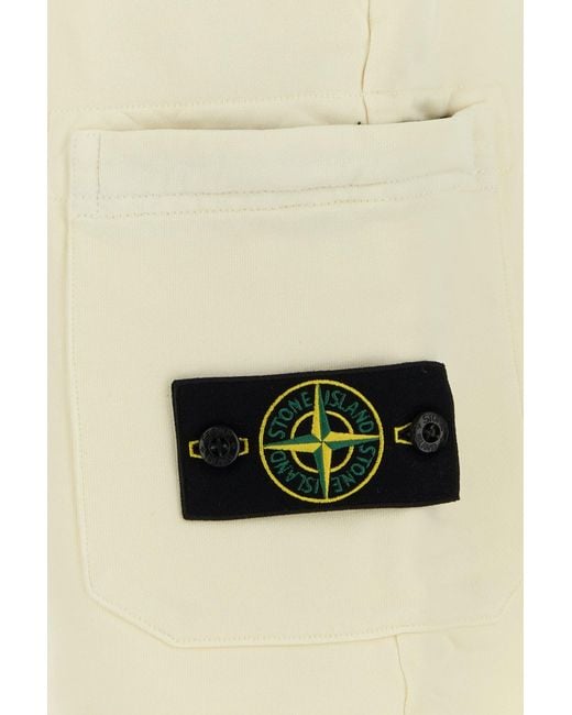 Stone Island Natural Ivory Cotton Bermuda Shorts for men
