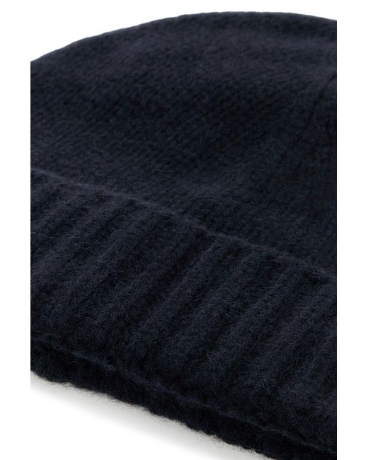 Moorer Navy Blue Cashmere Beanie Hat for men