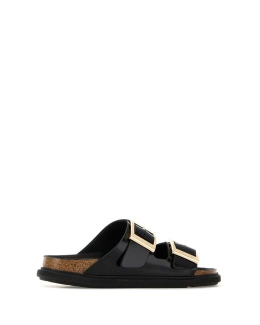 Birkenstock Black Arizona Db Hex Shine, Natural Leather