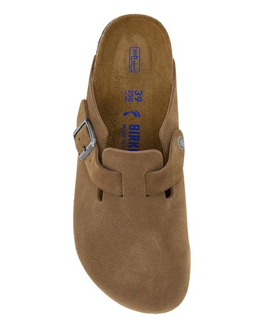 Birkenstock Brown Boston Sfb Dark Tea, Suede Leather